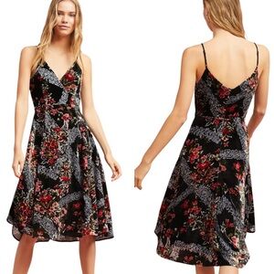 Anthropologie Black Floral Midi Dress